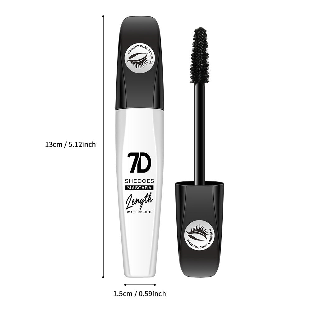 2Pcs 7D Fiber Black Mascara, Natural Lengthening Mascara,Waterproof and Smudge-proof