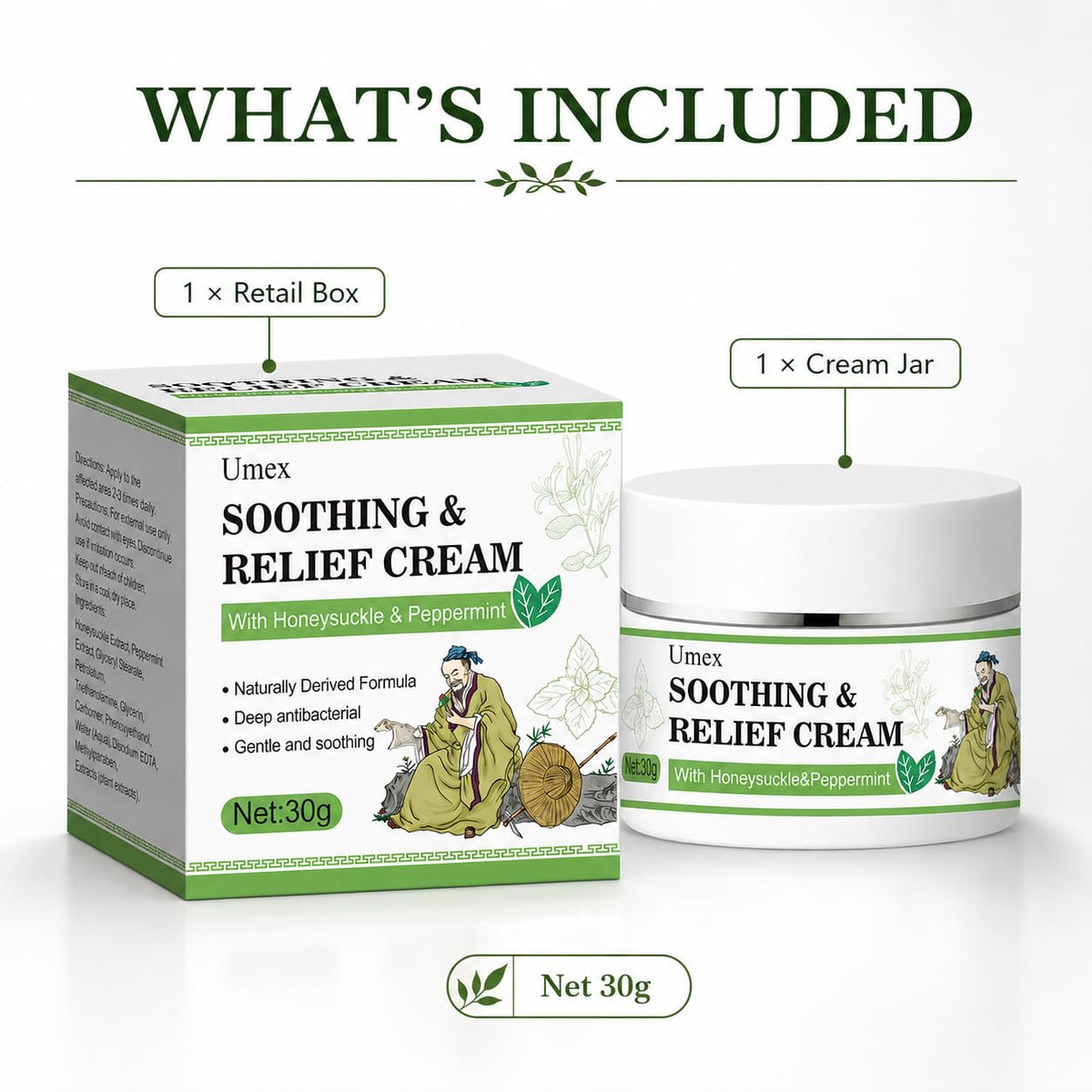 Soothing Relief Herbal Cream Gentle Anti-Itch Ointment, Cooling Moisturizer to Comfort & Protect Irritated Skin,