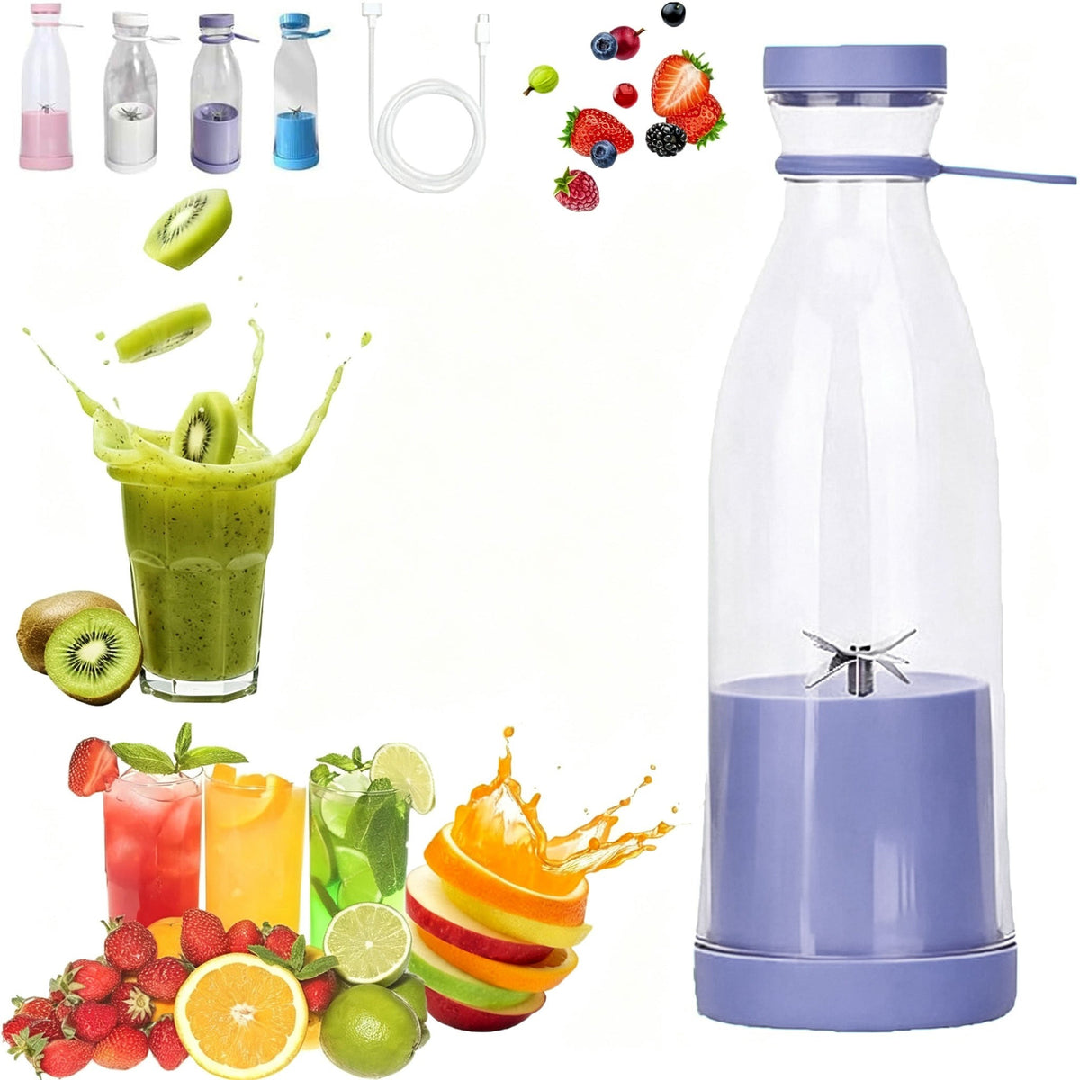 Portable Electric Juicer Bottle ,Wireless Rechargeable Trave lBlender Milkshakes Juicer