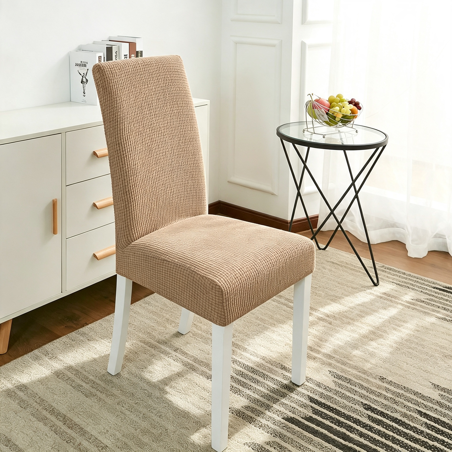 100% Waterproof Dining Room Chair Cover,Stretch Jacquard Parson Chair Slipcover