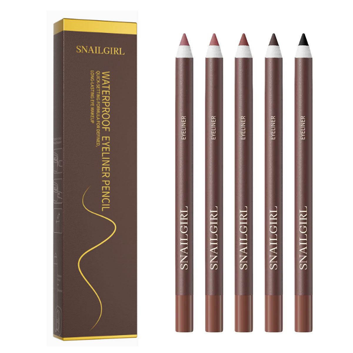 Smooth Glide Eyeliner Pencil Set - Gentle Waterproof Gel Eyeliner Pencil with Sharpener