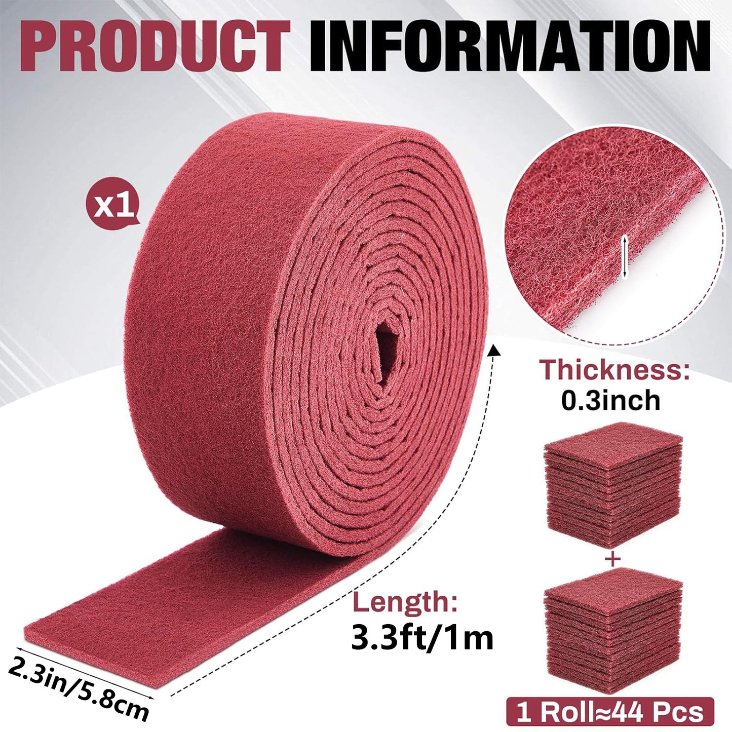 2Pack Fine General Purpose Non Scratch Scuff Pads Roll for Scouring Surface Kitchen Preparation Scuffing Cleaning