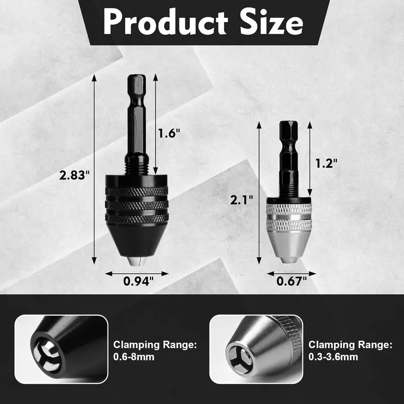 2Pcs Keyless Drill Chuck with Drill Press Adapter for Hand Drill