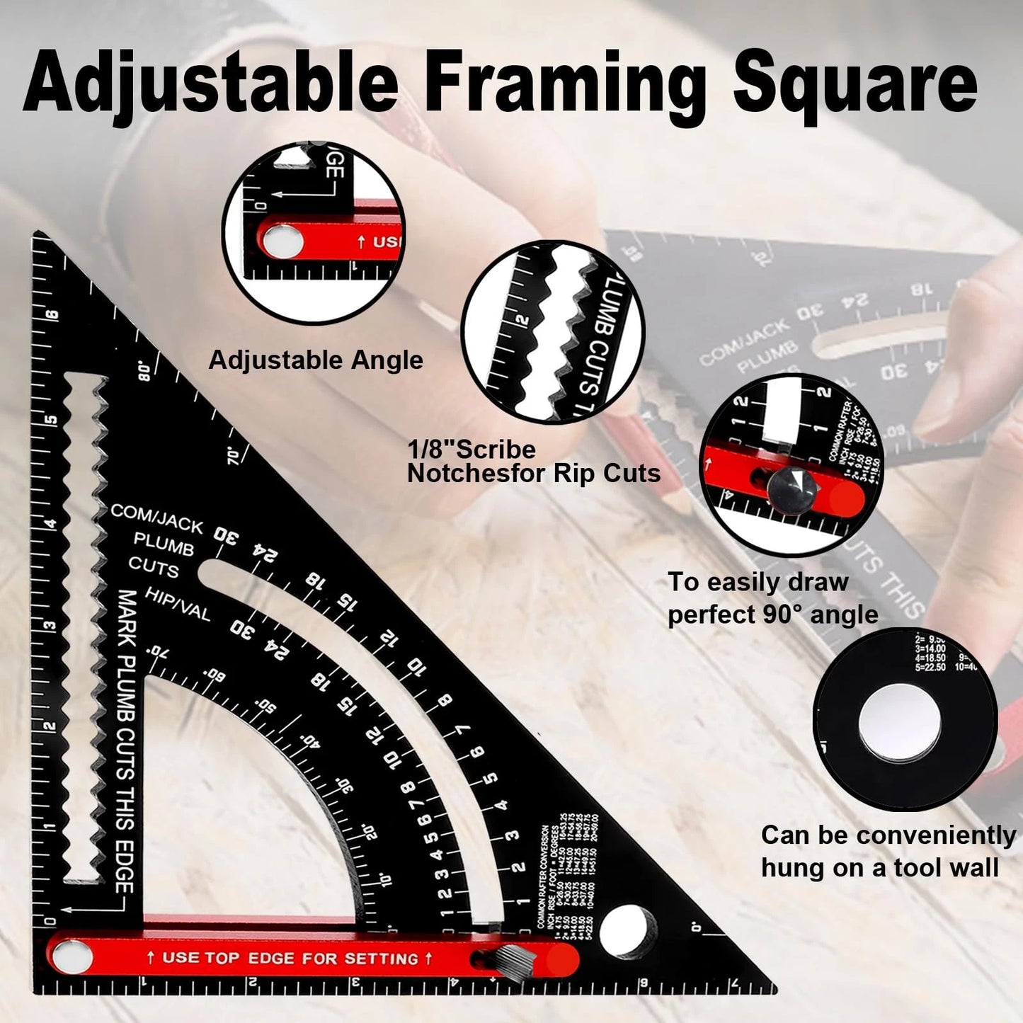 Aluminum Alloy Woodworking Tools Adjustable Rafter Square Carpenter Tools