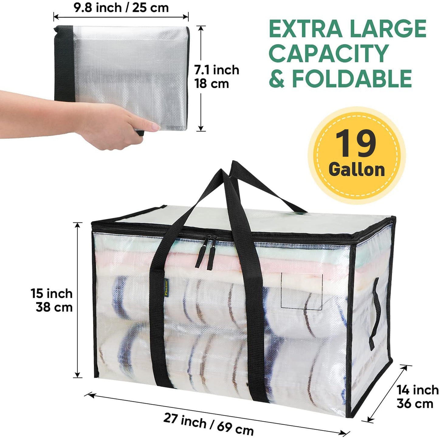 Oversized Moving Bags with Reinforced Handles, Heavy-Duty Storage Tote