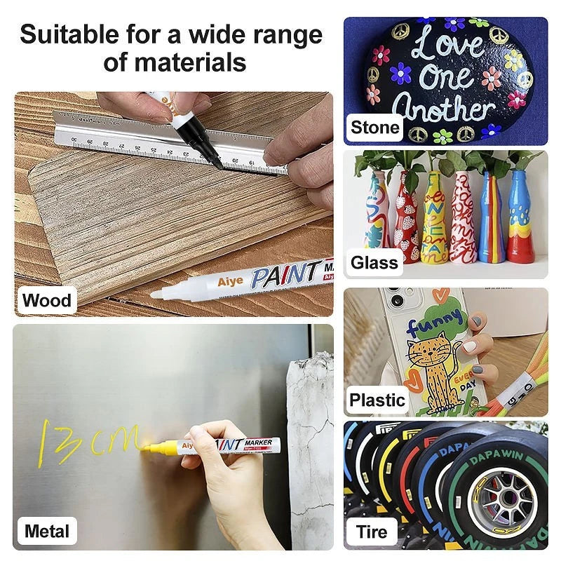 Paint Marker Pen Waterproof Oil Markers Pens Car Tyre Tire Tyres Metal White