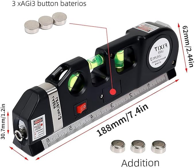 Standard Cross Line Laser leveler Beam Tool with Metric Rulers