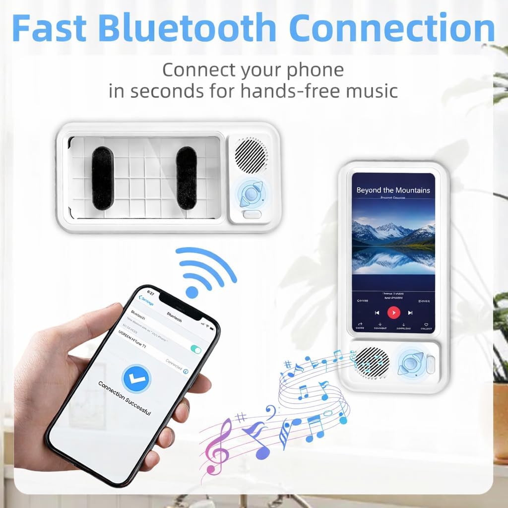 Shower Phone Holder with Speaker, Waterproof Wall Mounted Shower Phone Case for Bathroom