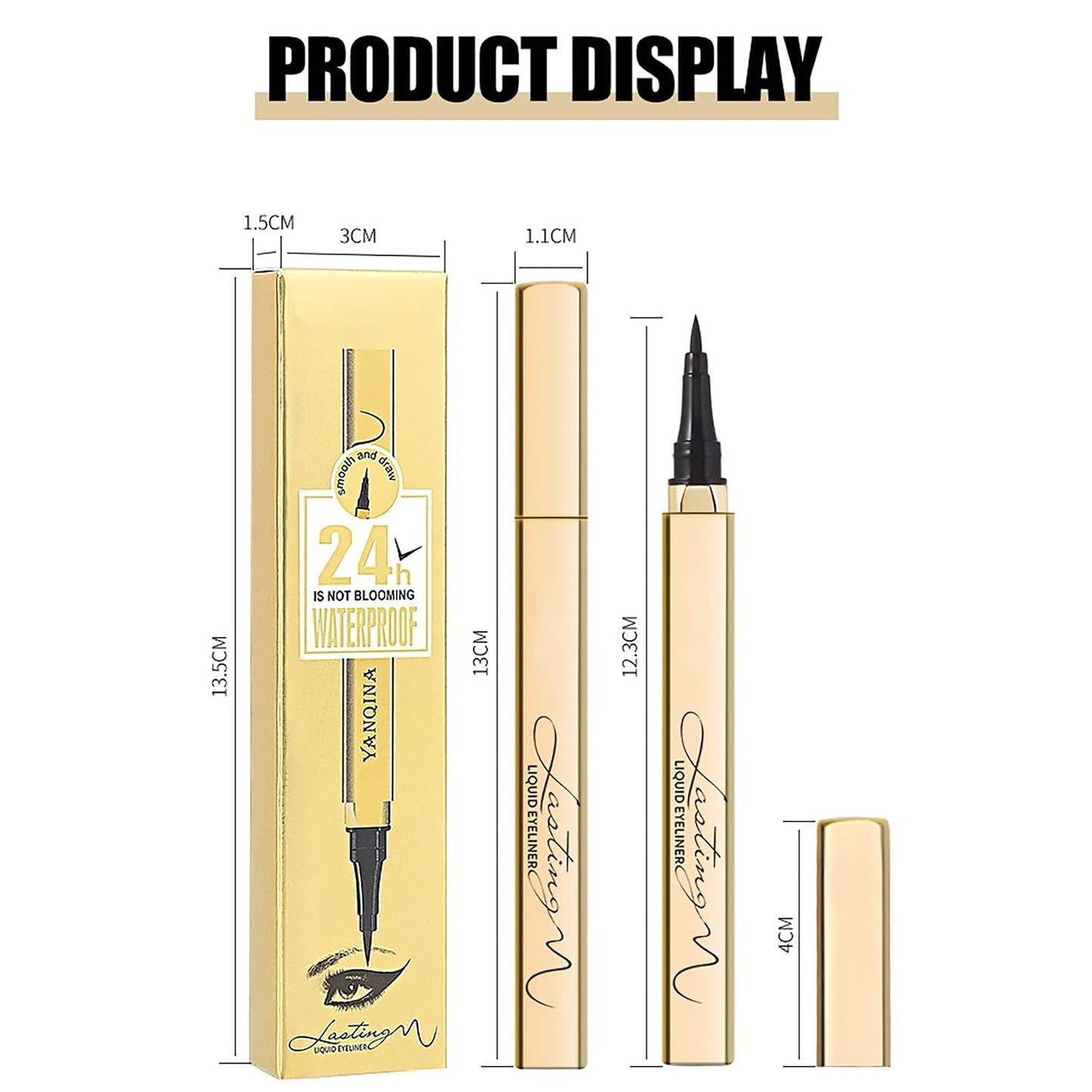 2Pcs 24H Long Lasting Waterproof Liquid Eyeliner Pen