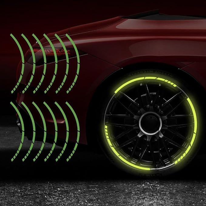 12PCS Strong Reflective Car Wheel Hub Stickers Auto Truck Motorcycle Bicycle Wheels Rim Decal