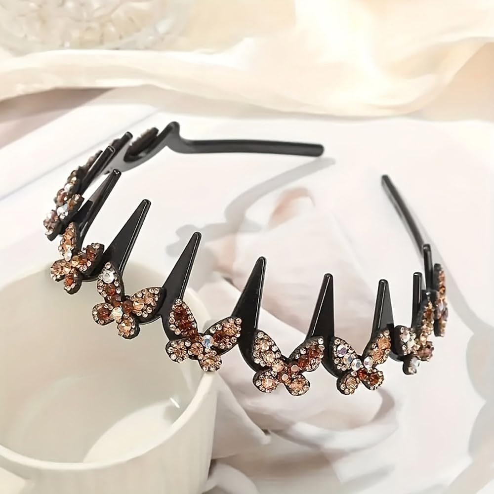 4pcs Butterfly Crystal Non Slip Headbands for Women