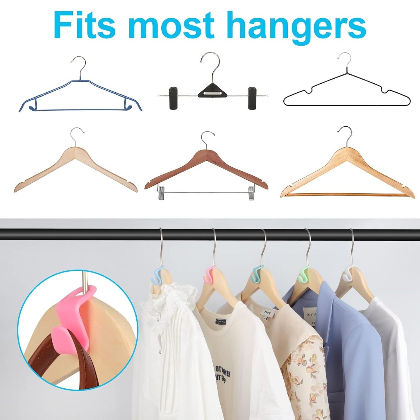 50 PCS Space Saving Hanger - Clothes Connector Hooks, Stacking Space Saver