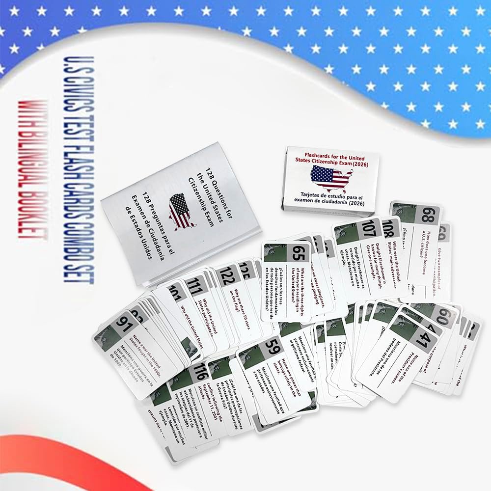 US Citizenship Bilingual Accelerated Flashcards Citizenship Study Guide Combo Set