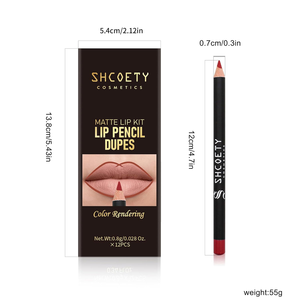 12-Color Matte Lip Liner Pencil Set Smooth Creamy Lip and Eye Liner