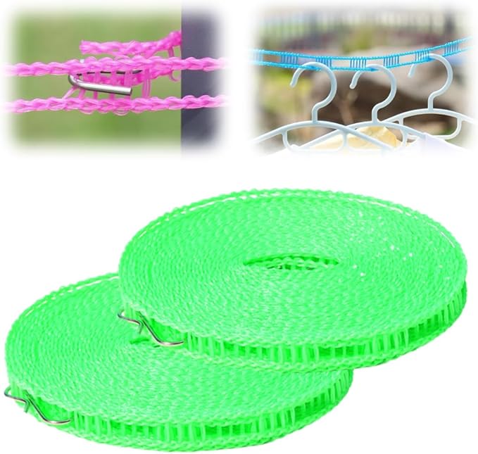 2 Pack 32 ft Windproof Non-Slip Clothesline Retractable Clothesline