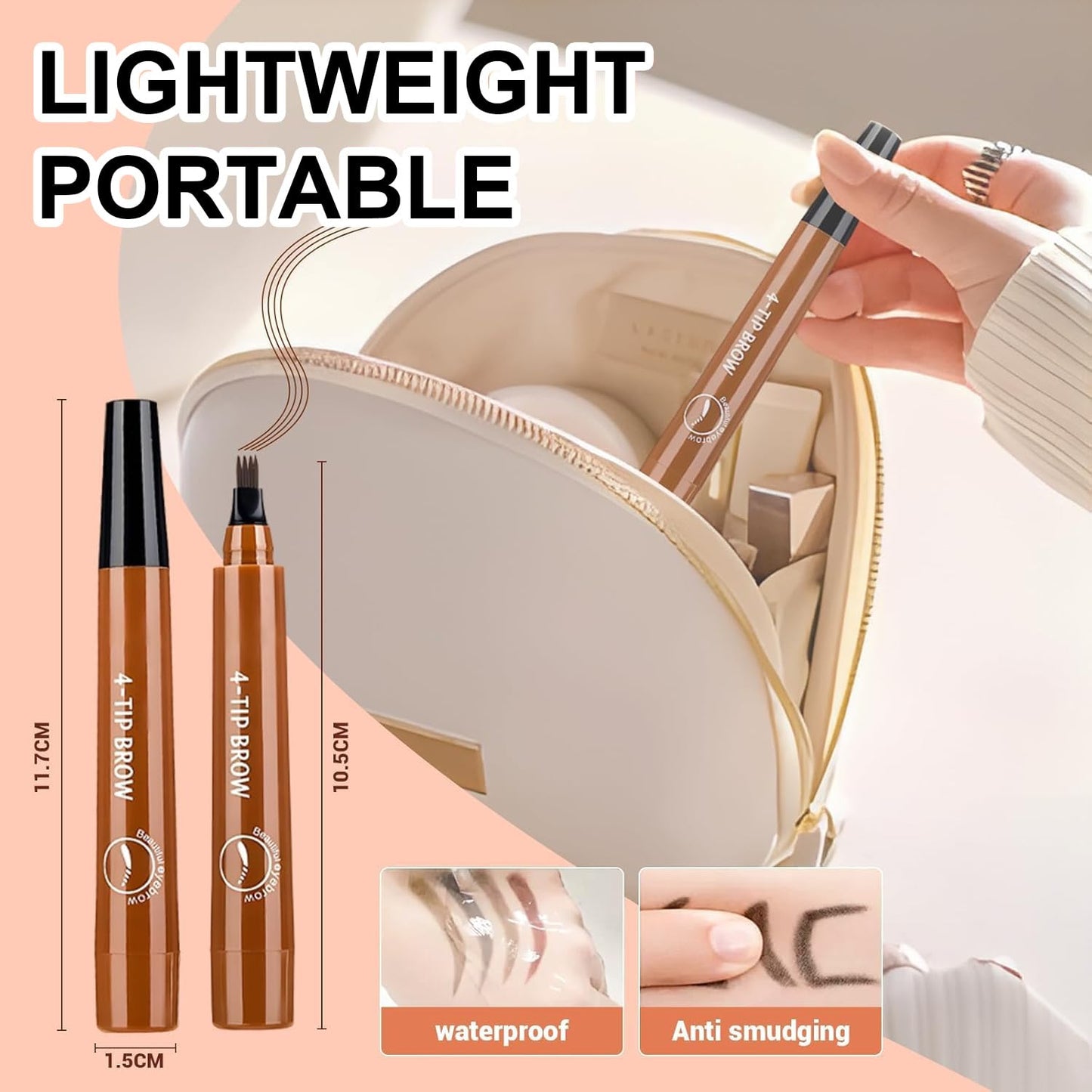 5PC 4 Tipped 3D Waterproof Brow Pencil with Micro-Fork Tip