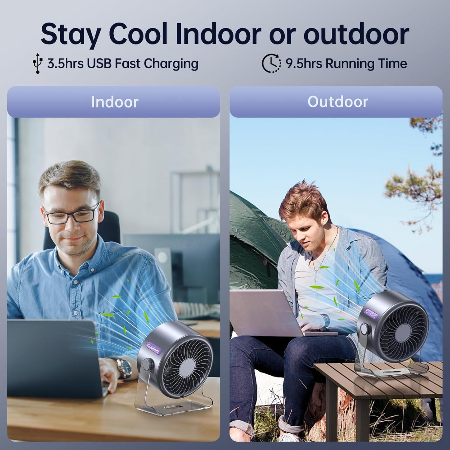 100 Speeds Digital Display Quiet Table Fan with Turbo Airflow 120° Rotating