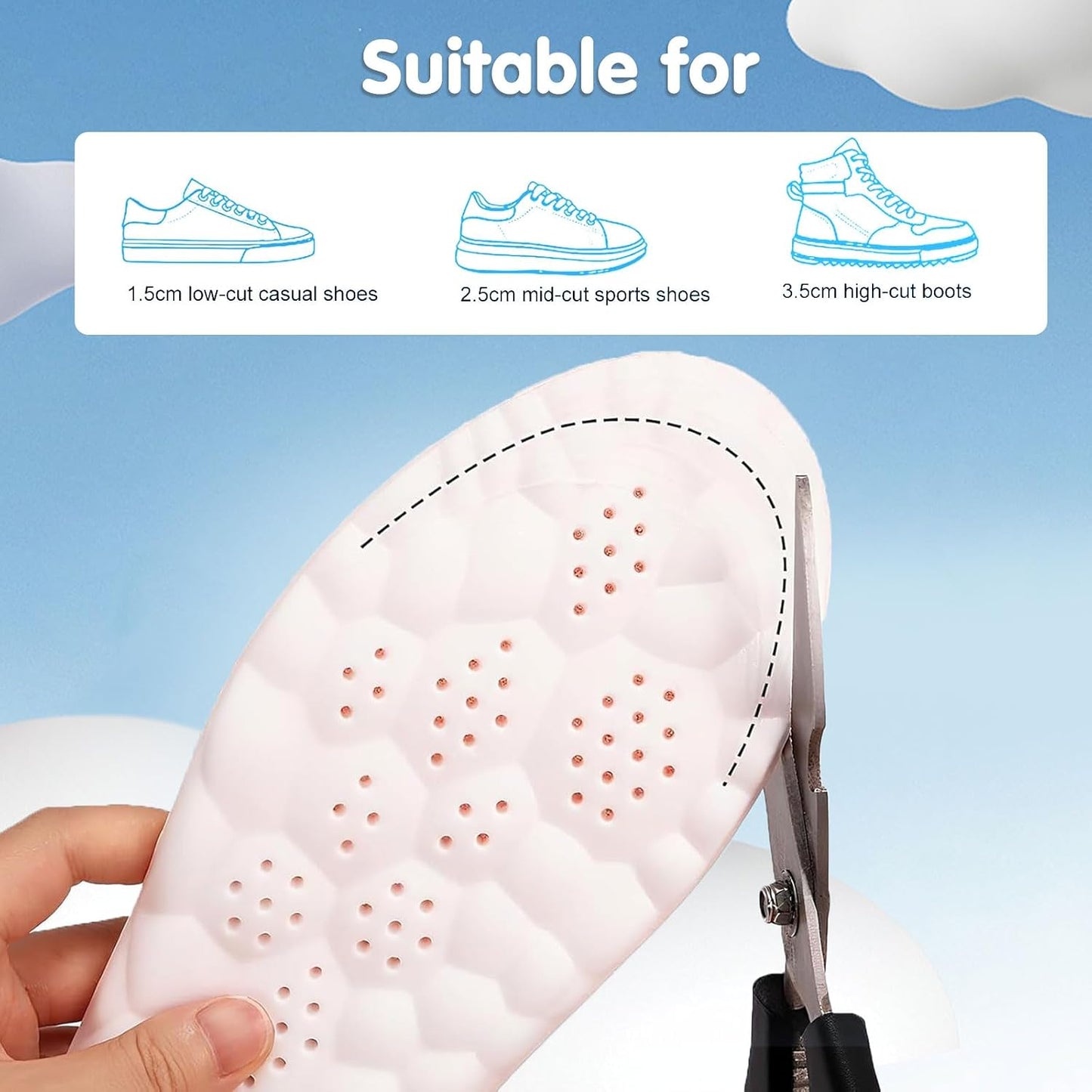 3 Pair 4D Breathable Memory Foam Cloud Insoles