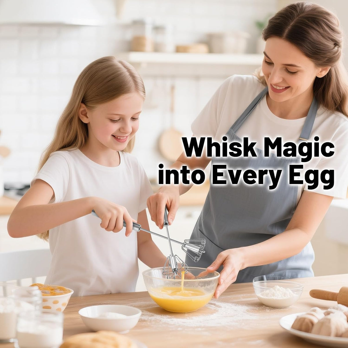 Semi-Automatic Stainless Steel Egg Beater – Hand Push Whisk for Baking