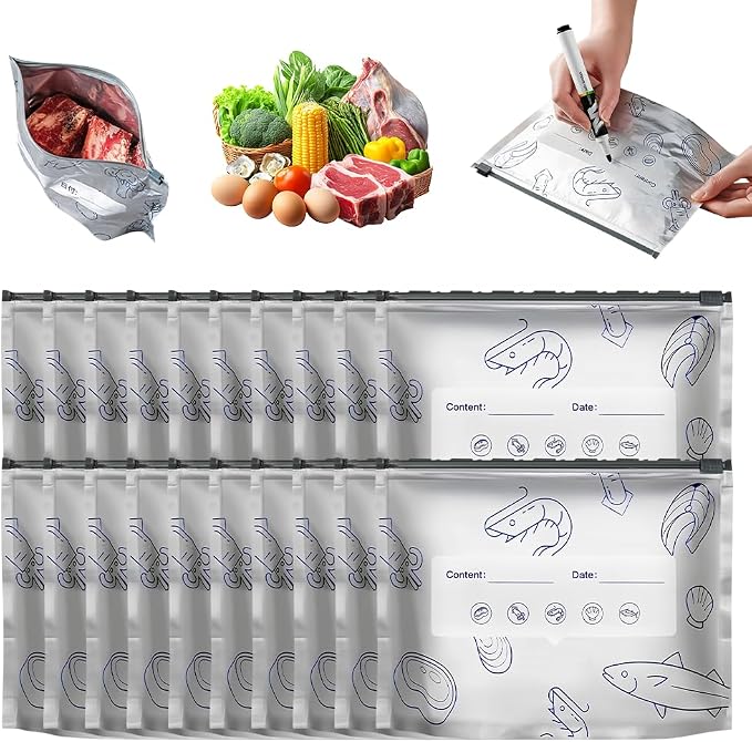 Reusable Aluminum Foil Sealable Storage Bags with Zipper For Meat Fruit