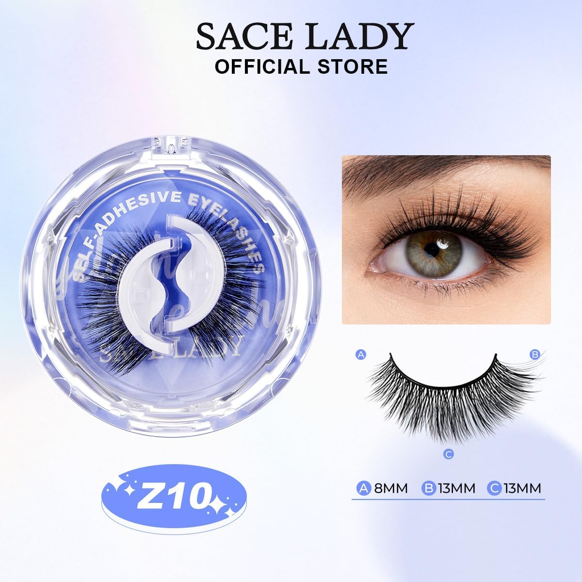 Self-Adhesive False Eyelashes, Glue-Free, 3-Second Application, Reusable, Beginner-Friendly