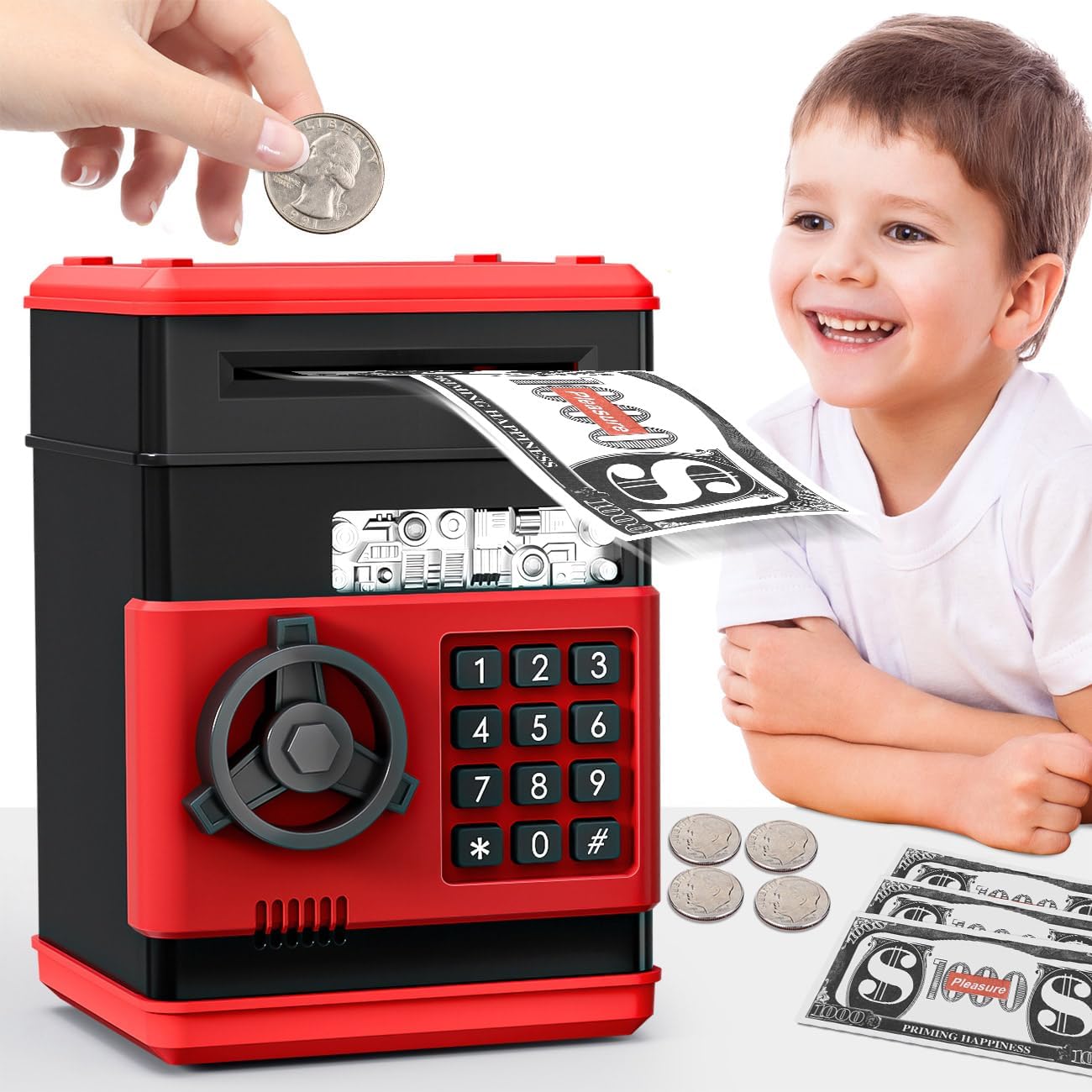 Piggy Bank Cash Coin Can ATM Bank Electronic Coin Money Bank