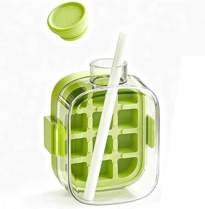 2 in 1 Portable Ice Cube Bottle with Straw