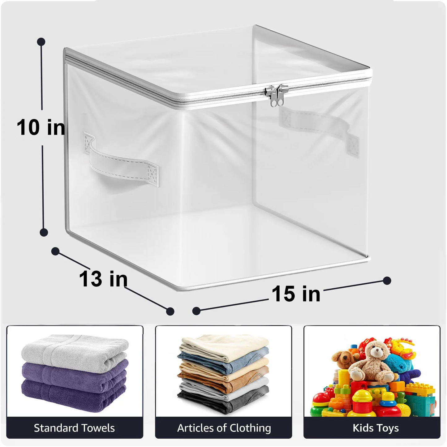 Clear Storage Bag - Foldable Large Plastic Bags with Zipper & Carry Handles