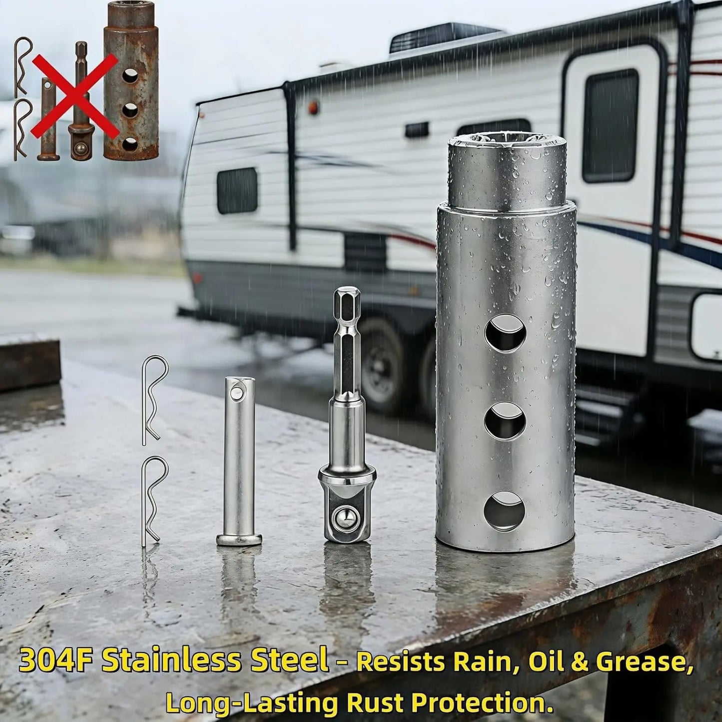 Jack Drill Adapter, 1 Inch Drive Shaft Stainless Steel Heavy Duty Adapter for Electric Drill