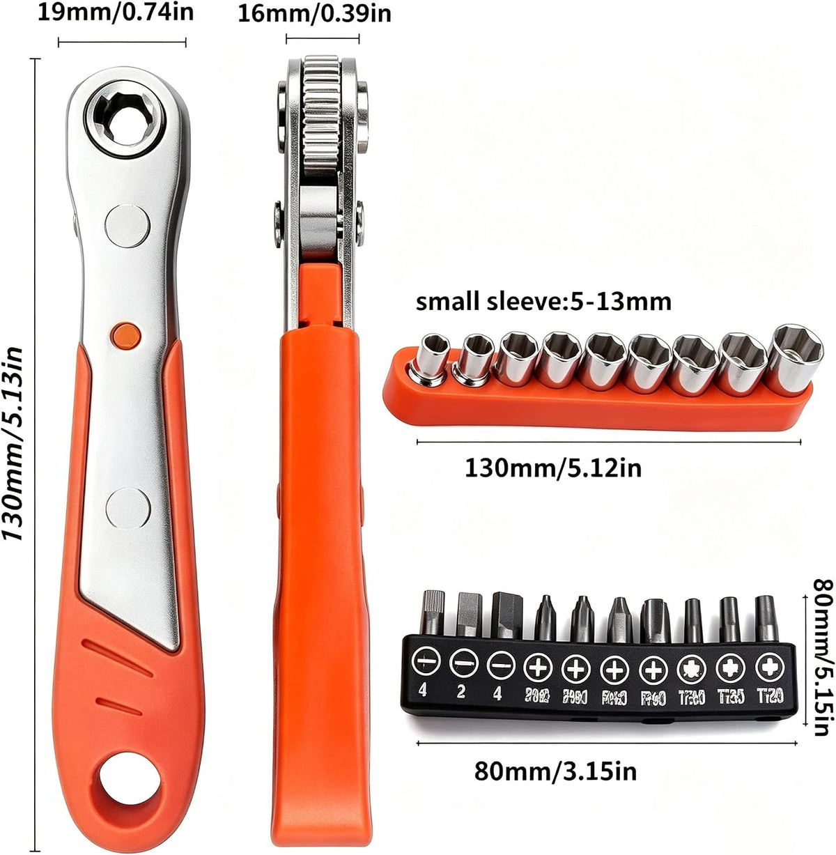 20-Piece Ratchet Screwdriver Set with 36 Teeth for Tight Spaces ,Chrome Vanadium Steel Bits for Electronics Repair