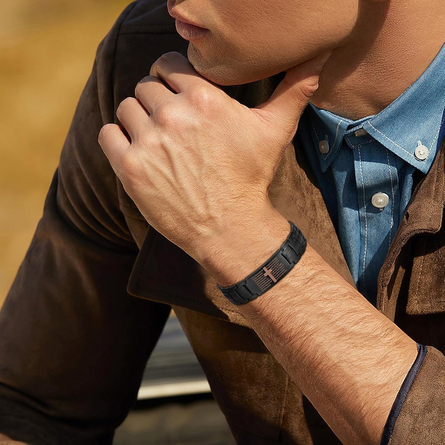 MagEnergy Copper Cross Bracelet for Men - Ultra Strength Magnetic Copper Mens Cross Bracelets