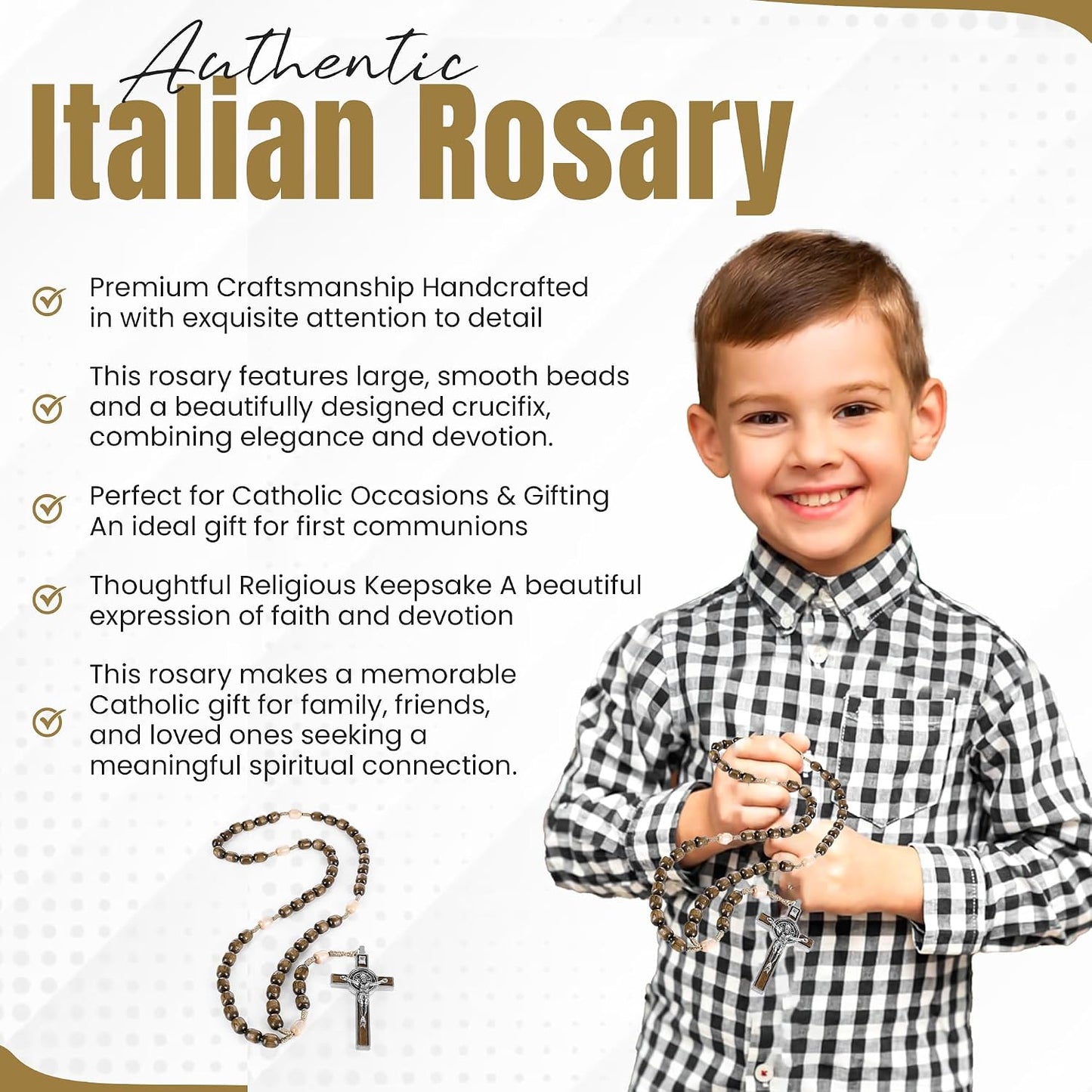 Classic Wooden Rosary Beads ,Handmade Catholic Rosary for Men and Women