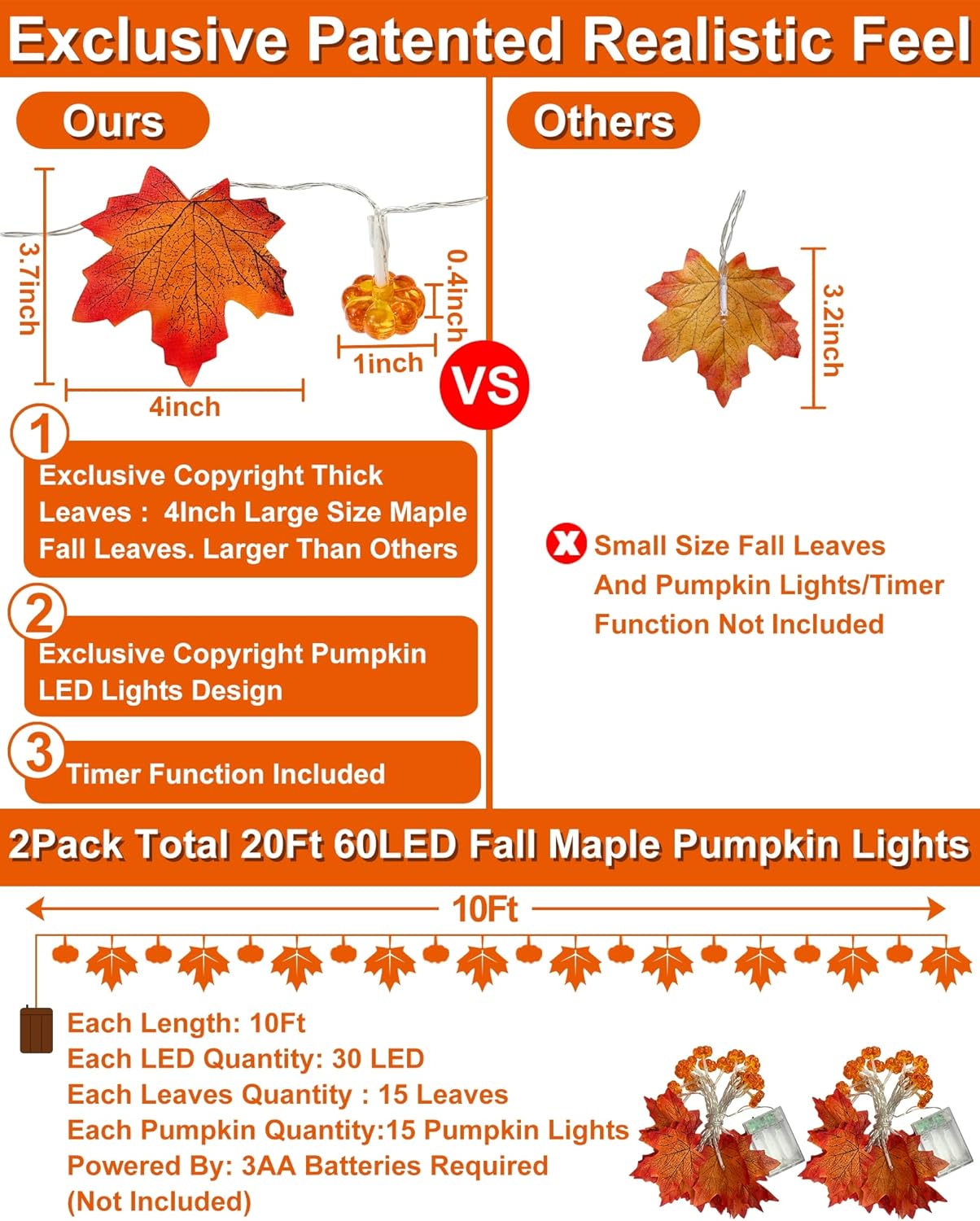 Autumn Maple Leaf and Pumpkin Vine Decoration for Halloween Thanksgiving Christmas Decor Wedding Party