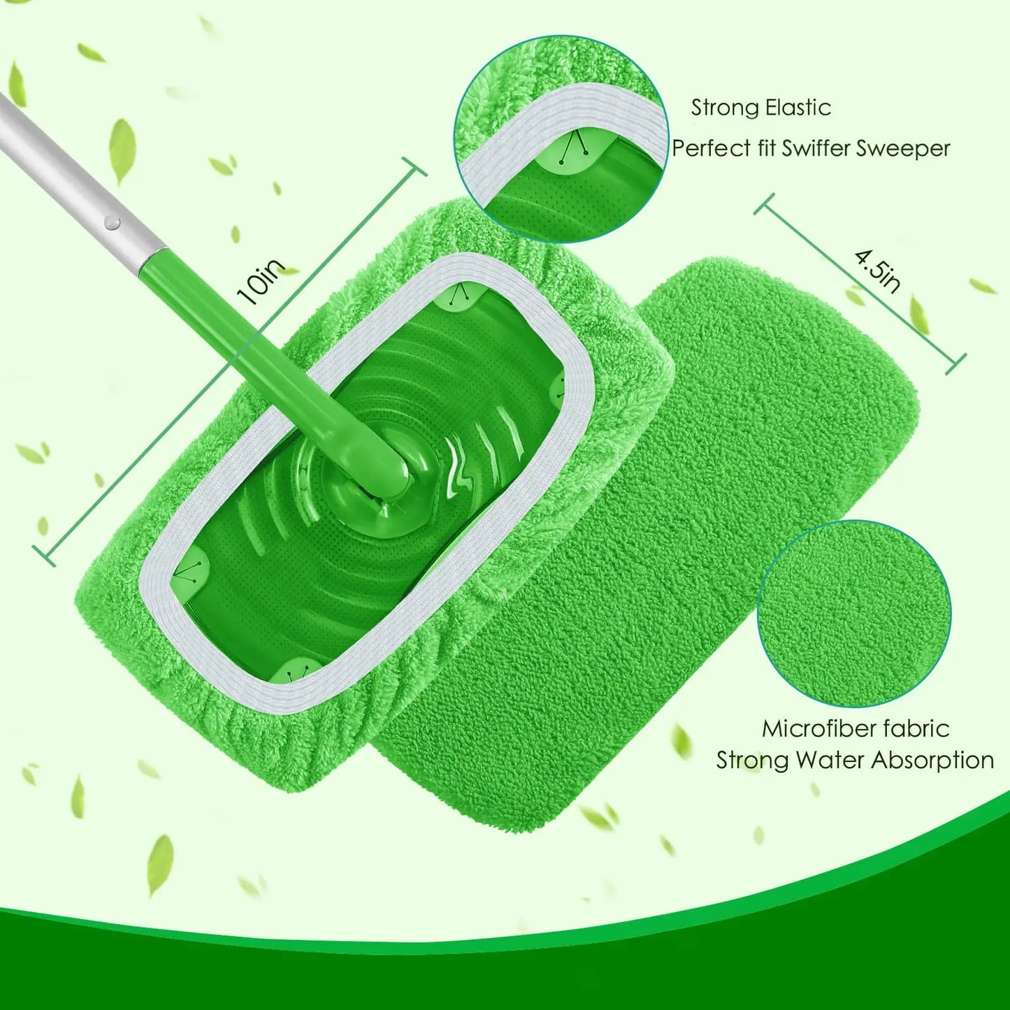 8 Pack Reusable Mop Pads Compatible with Sweeper – Absorbent Washable Microfiber Dry & Wet Cleaning Cloths