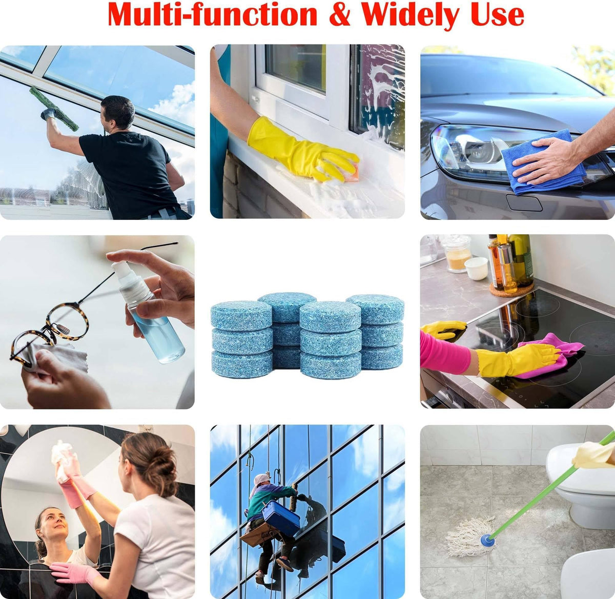 50 Pcs Windshield Washer Fluid Tablets, 1 Tablet Makes 1 Gallon ,Effervescent Wiper Fluid