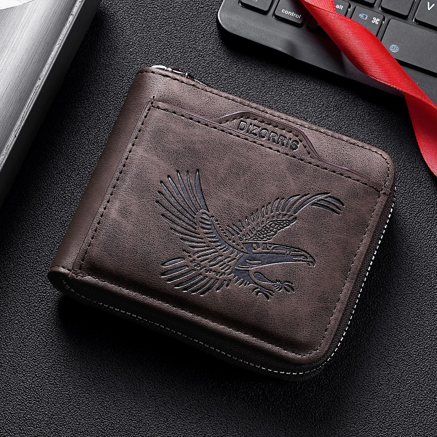 Men's Vintage Eagle Embossed Leather Wallet