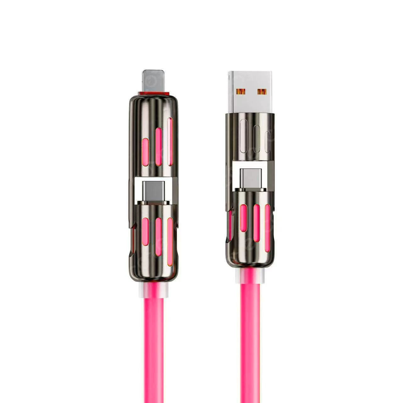 240W 4 in 1 Charging Cable 6.6FT, USB A/C to C/Lightning with Light iPhone Charger for iPhone