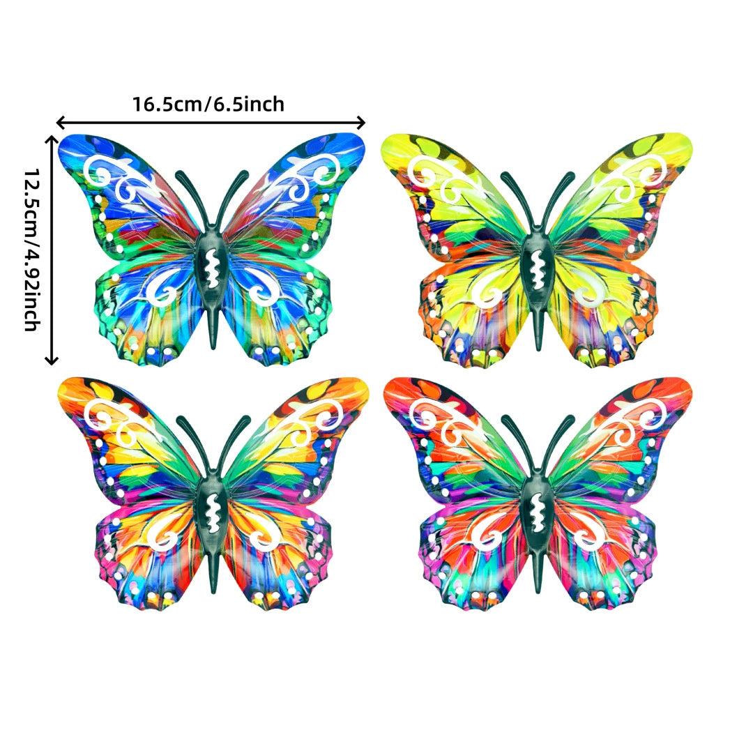 4 Pack Metal Butterfly Wall Decor Outdoor - Hanging Metal Butterflies Wall Art Sculptures