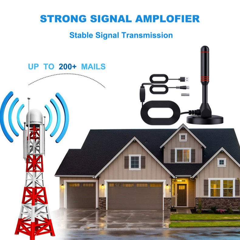 Indoor TV Antenna with 2 Signal Boosters & 32FT Cable