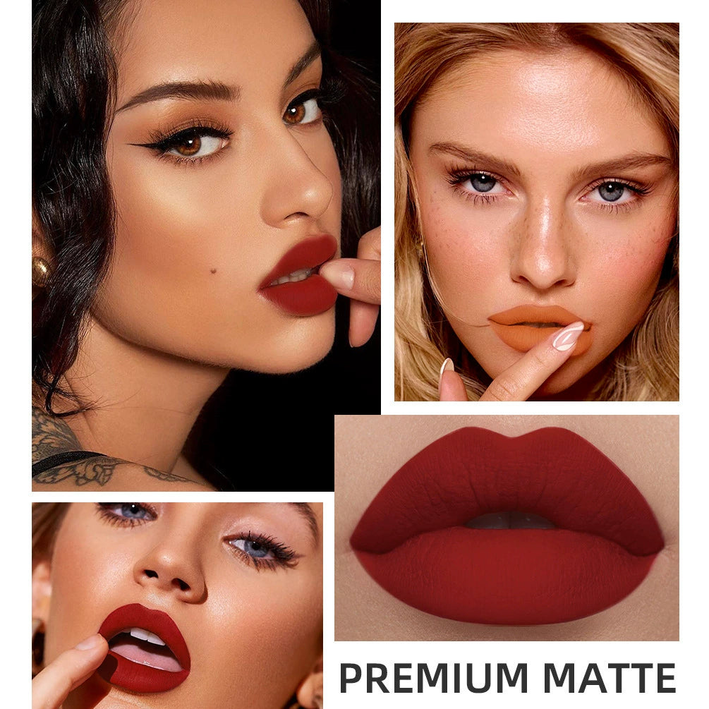 QIBEST Non-Stick Cup Lip Glaze – Matte Liquid Lipstick (Smudge-Proof & Long-Lasting)