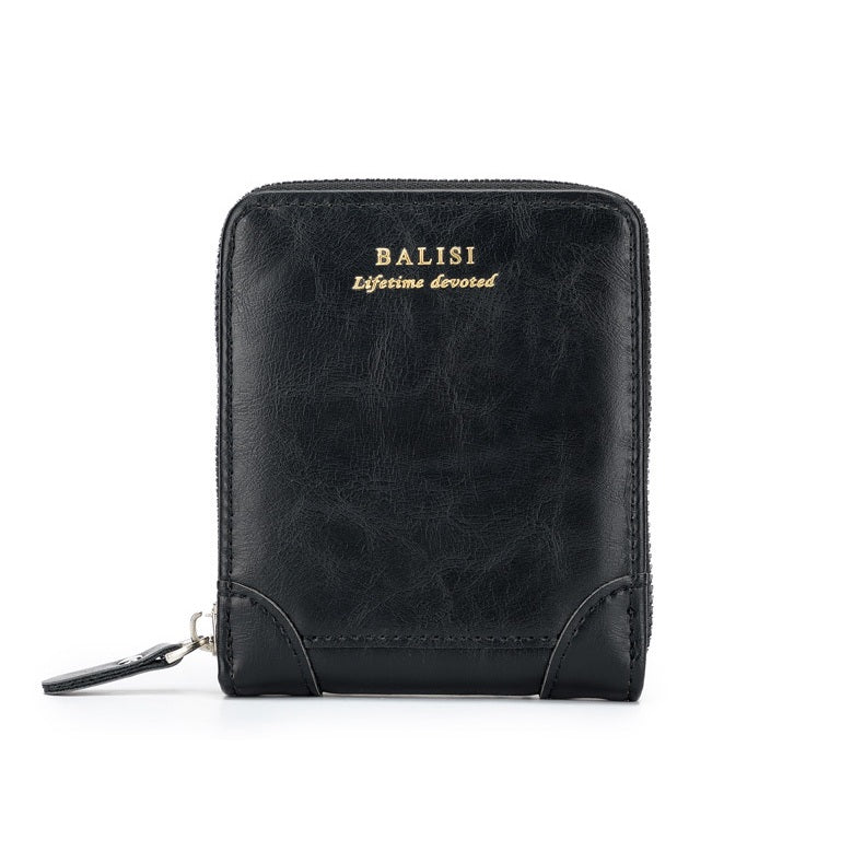 Men's Leather Zip Around Wallet ID Card Window Secure Zipper Bifold RFID
