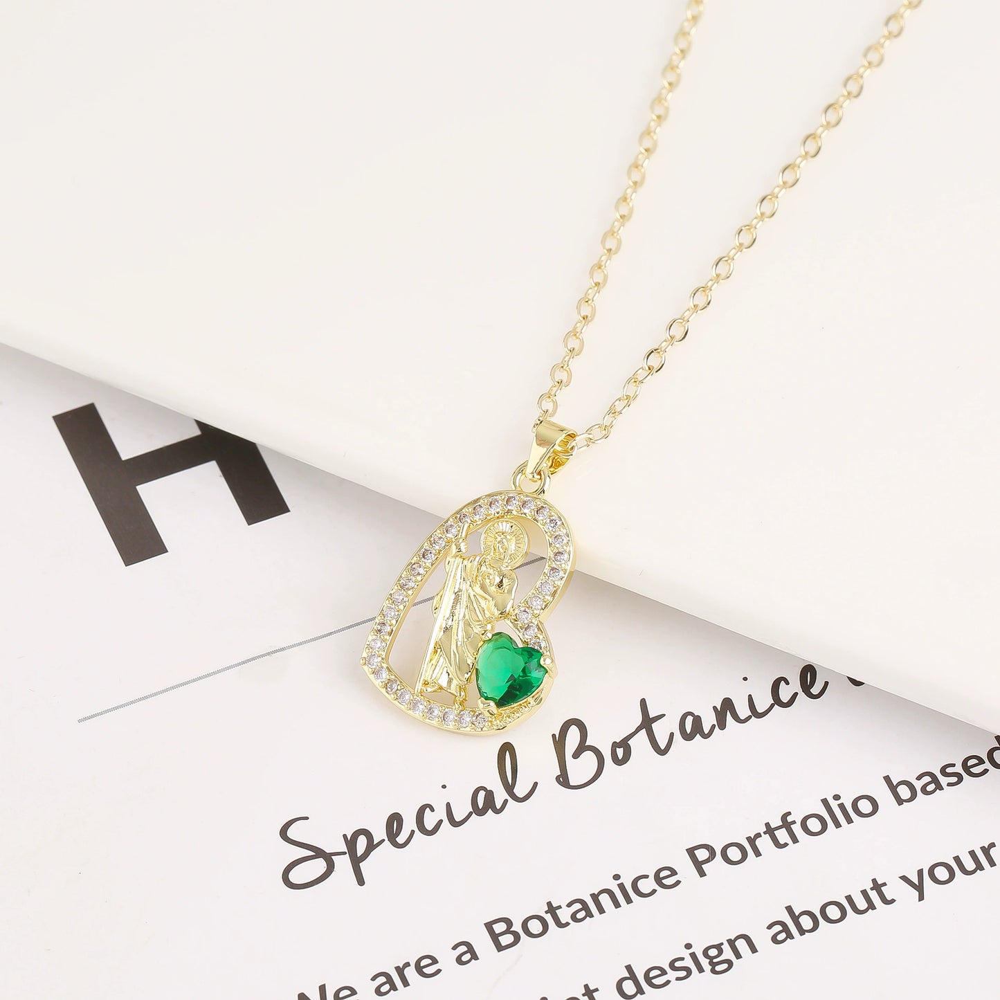 St Jude Inspired Prayer Necklace with Zirconia Pendant