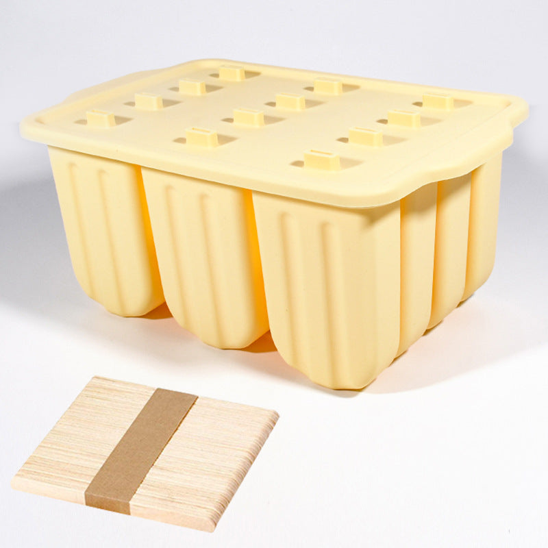 12 Cavity Ice Stick Mold with 50Pcs Popsicle Sticks, Food Grade Silicone Easy-Release
