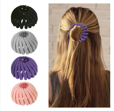 4 Pcs Bird Nest Magic Hair Clip Hairs Maker Flocking Ponytail Holder for Women Girls