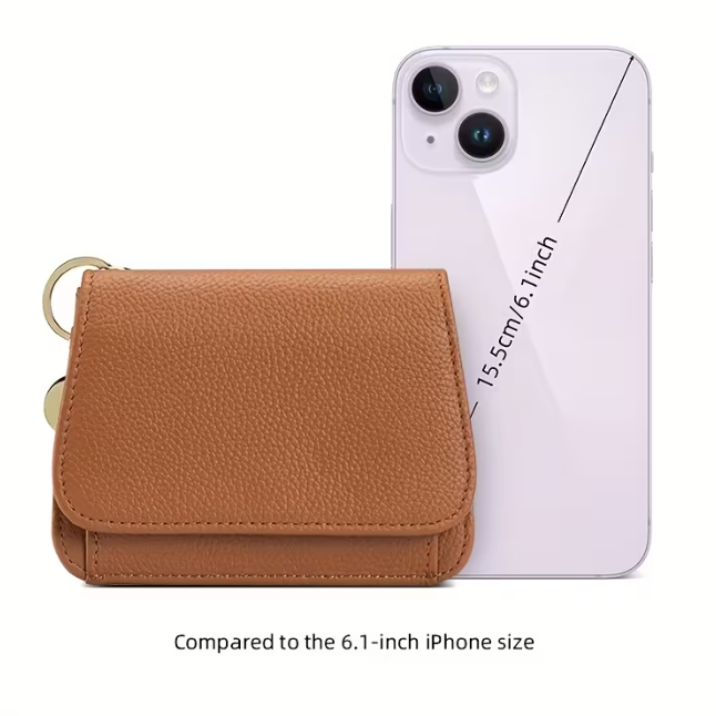 Women RFID Soft Genuine Leather Folding Button Wallet Coin Purse Zip Card Holder