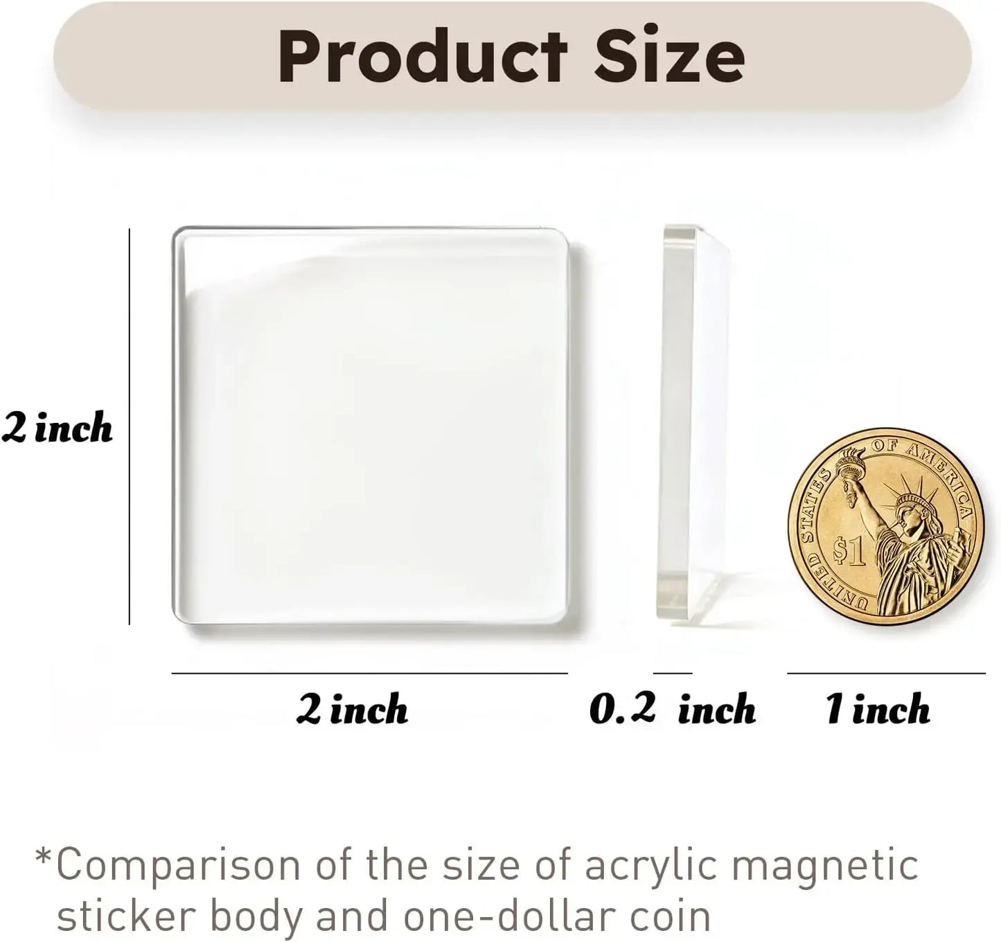 10 Pack 2"x2" Clear Acrylic DIY Fridge Magnets Set with Adhesive Backing