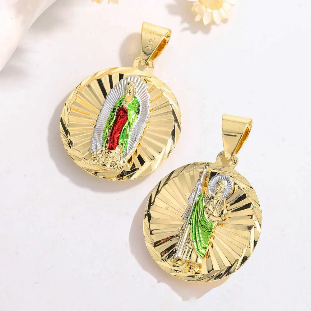 Plated Saint Jude Medal Pendant Necklace - Religious Catholic Jewelry