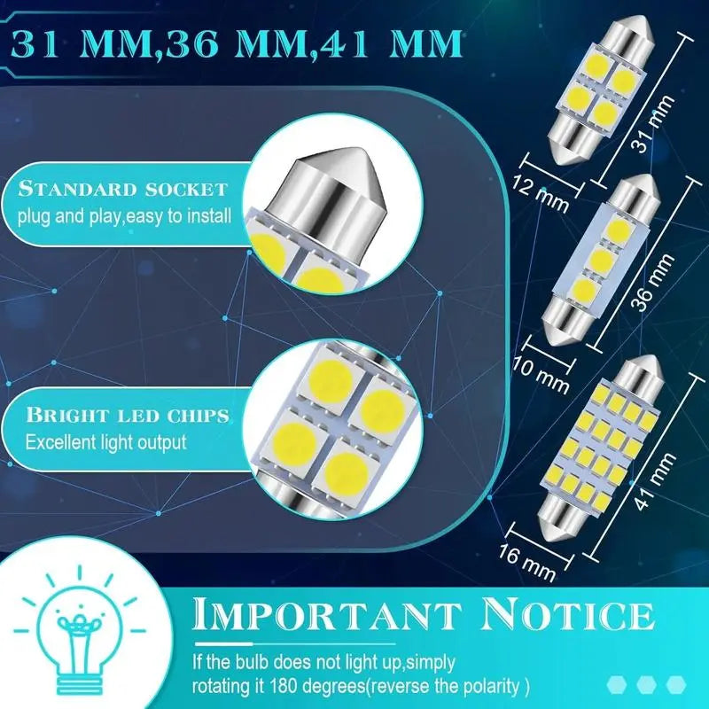 70 Pcs Interior Lights LED Car Bulb Kit Set Dome Light