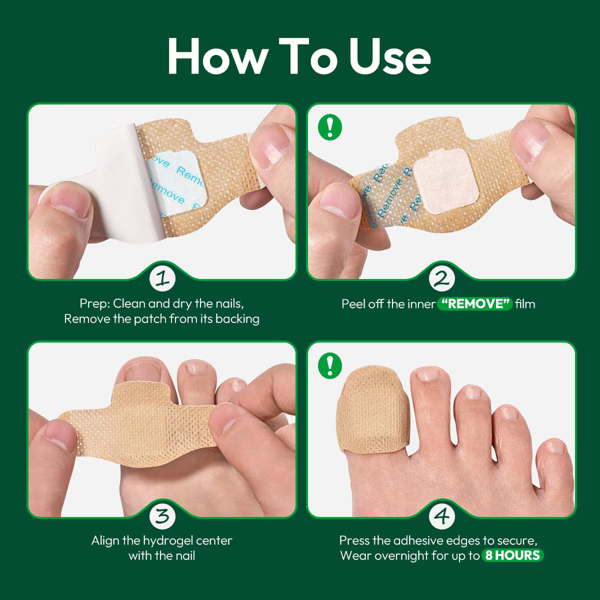 Nail Care Patches 16 Sheets Overnight Nail Wraps for Thick Discolored Nails