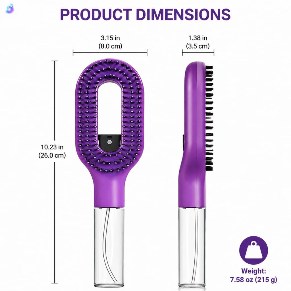 Curl Refresh Detangling Brush with Fine Mist Spray